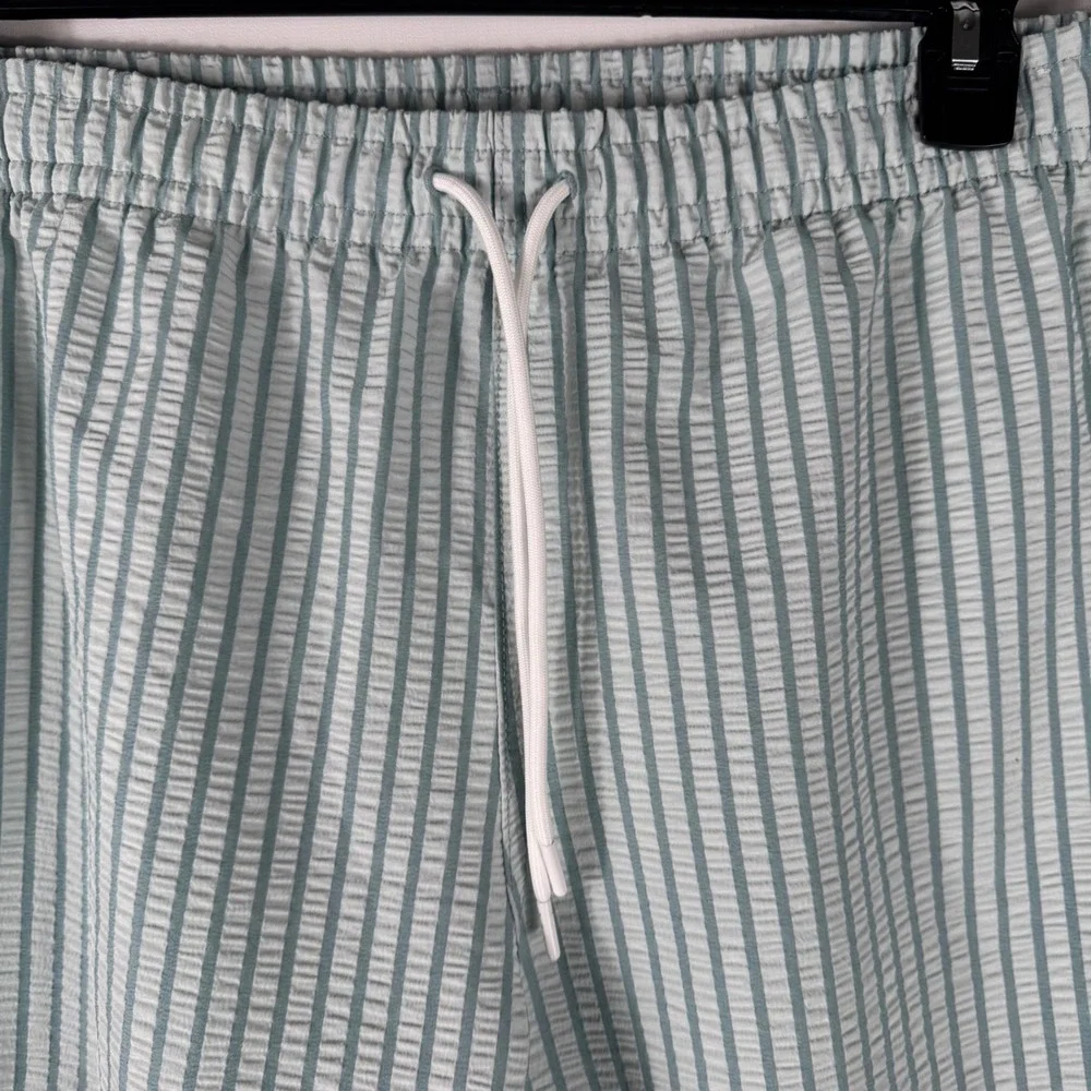 Abercrombie & Fitch Seersucker Striped Swim Trunks Mens XL Relaxed Fit Blue